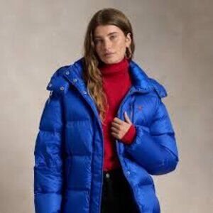 Polo Ralph Lauren Vtg Down Puffer Jacket Men Sz XL Royal Blue EUC